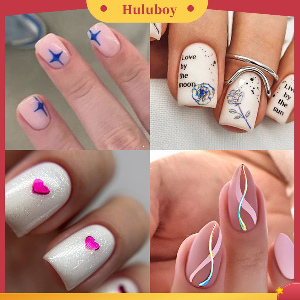 {In Stock} Stiker Kuku Perekat Diri Tahan Air Kertas Bunga Kupu-Kupu Cinta Hati DIY Nail Art Stiker Perlengkapan Kecantikan
