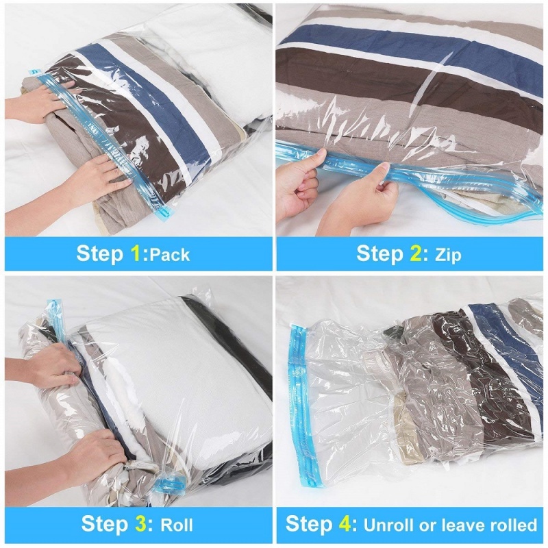 New Vacuum Bag Hand Rolling Clothing Vacuum Bag Packing Karung Pakaian Kantong Penyimpanan Kompresi Travel Space Saver Bags for Luggage Seal Bags