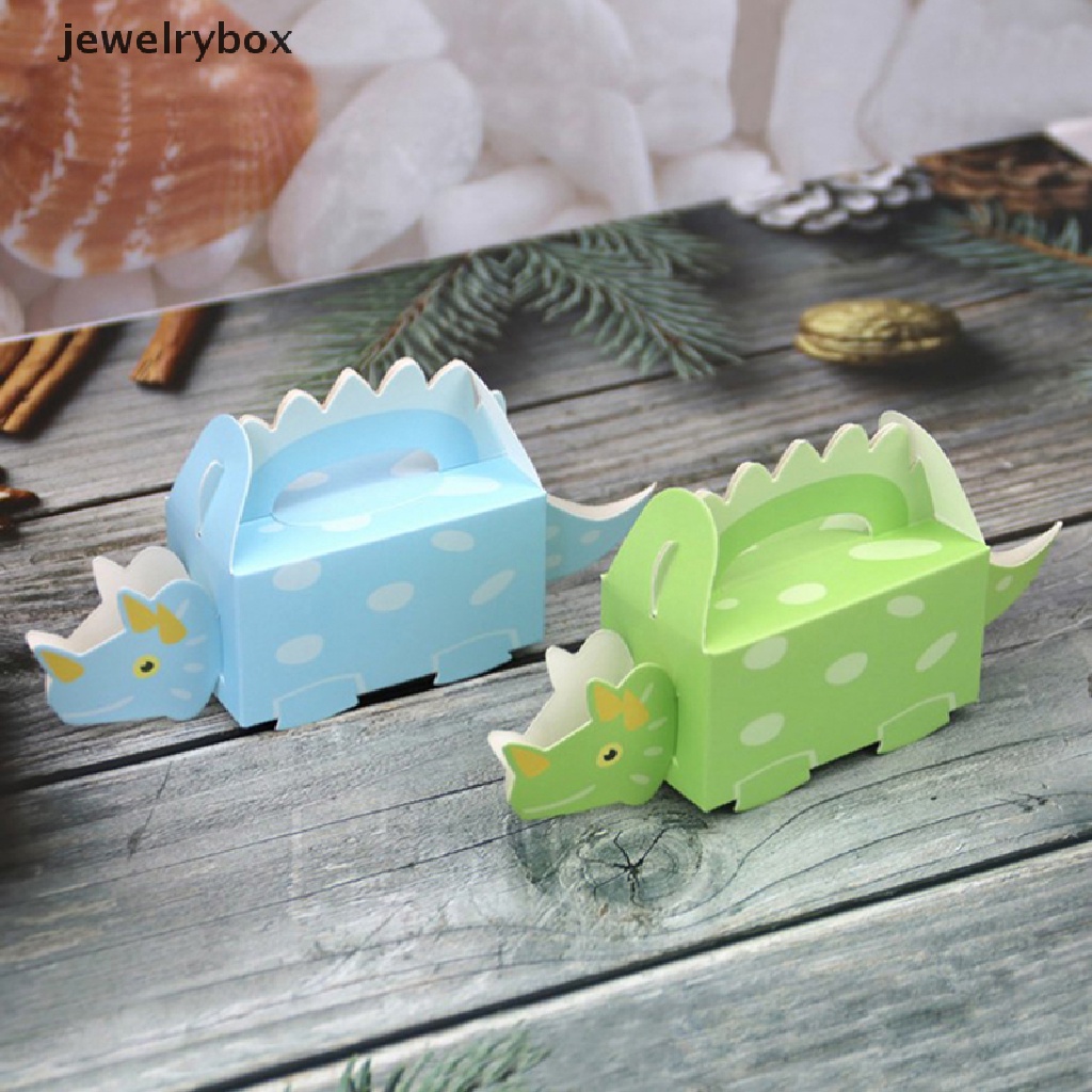 [jewelrybox] 10pcs Dinosaurus Pesta Biru Hijau Kotak Kue Kering Baby Shower Candy Box Gift Packing Butik