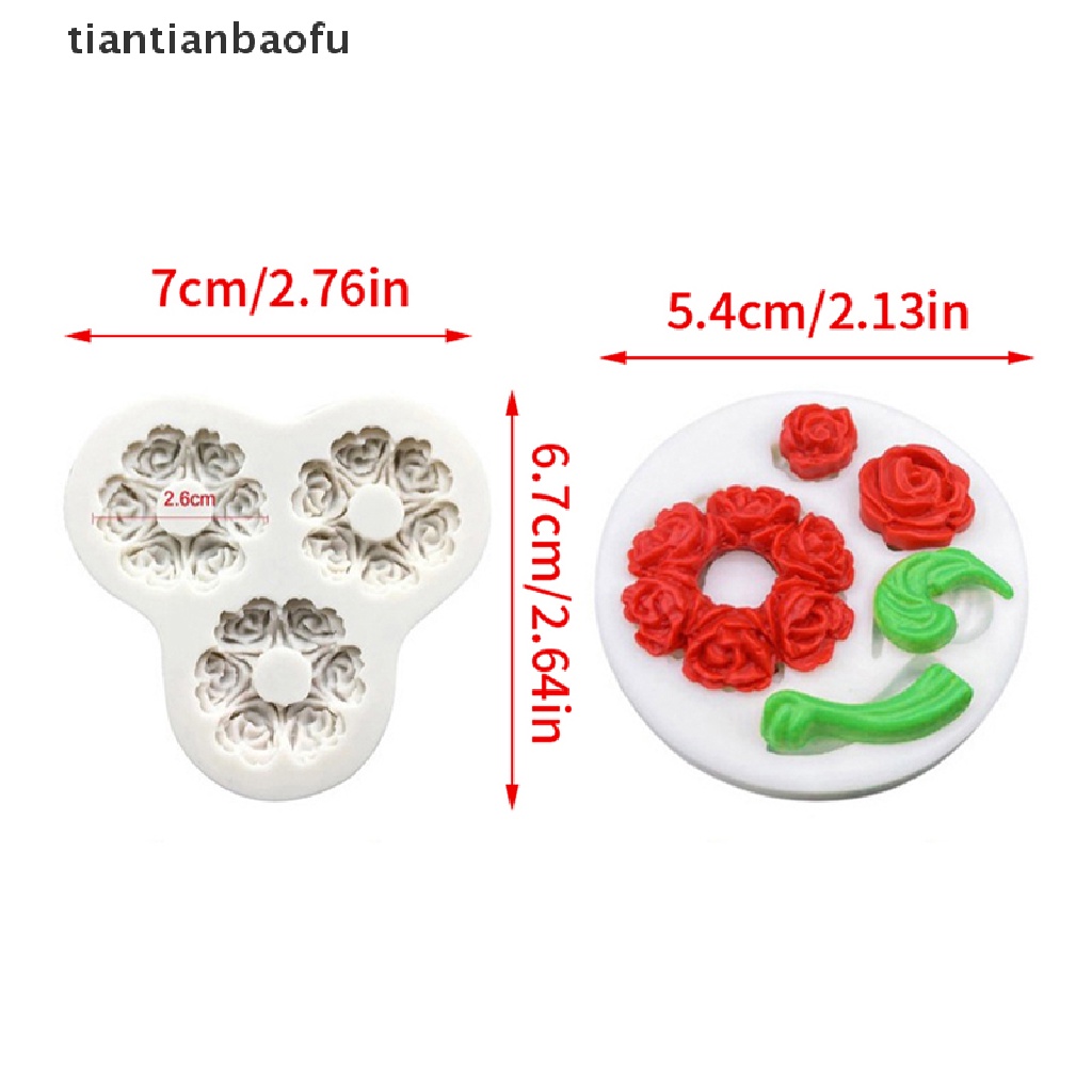 [tiantianbaofu] 1pc 3D Mini Bunga Mawar Teko Cetakan Silikon DIY Coklat Fondant Tools Mould Butik