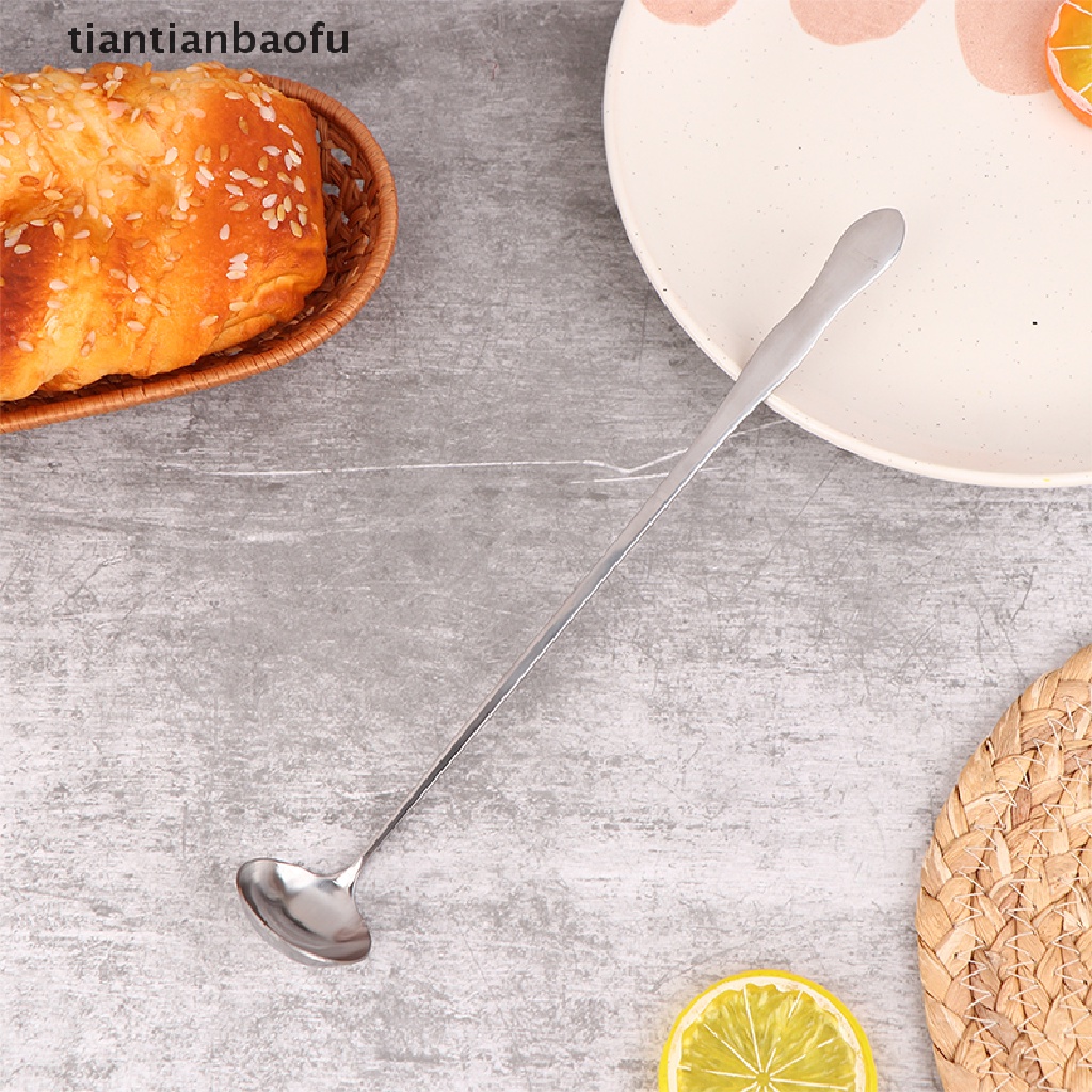 [tiantianbaofu] 1pc Stainless Steel Gagang Panjang Sendok Aduk Es Krim Dessert Scoop Flatware Butik