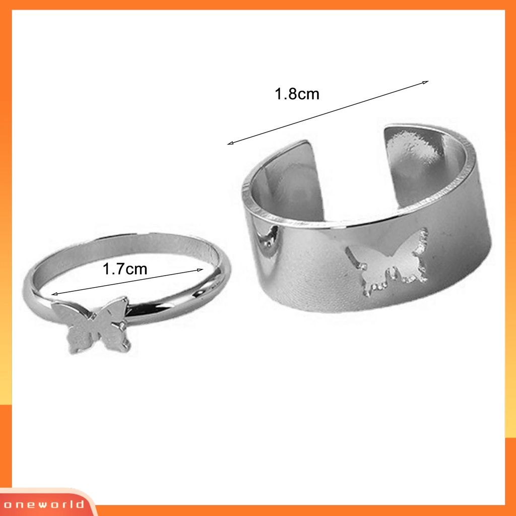 [EONE] 2pcs/set Cincin Pasangan Warna Solid Yang Sesuai Dengan Cincin Gaya Punk Bentuk Bulan Cincin Pernikahan Hadiah Ulang Tahun