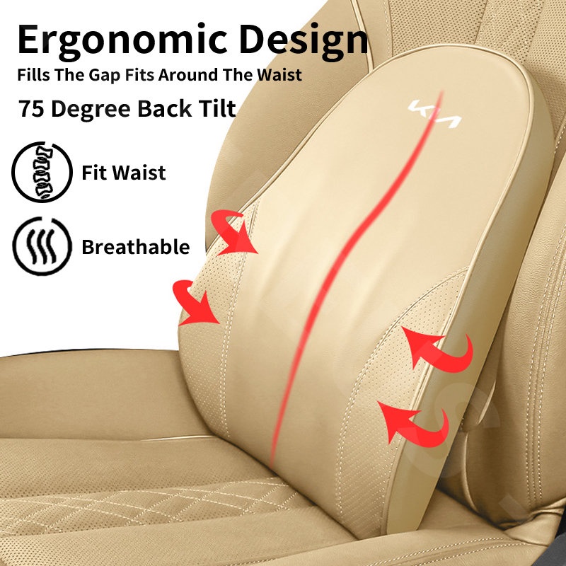 Kia Jok Mobil Kulit Headrest Bantal Penyangga Punggung Memory Cotton Foam Lumbar Head Neck Cushion Untuk Sorento Rio Picanto Seltos Carens Sonet Sportage Grand Carnival Sedona