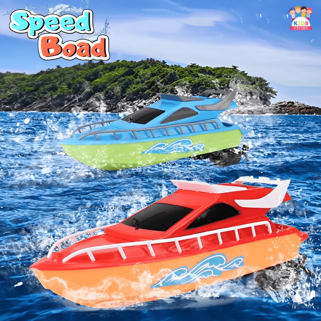 RC Speed Boat Mainan Kapal Remote Control Anak Laki Laki 3-4-5-6-7 Tahun | Hadiah Ulang Tahun Anak Cowok