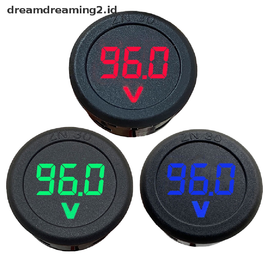 (hot) Led Digital Display Circular Voltmeter Dua Kawat DC 5-100V DC Voltmeter Digital//