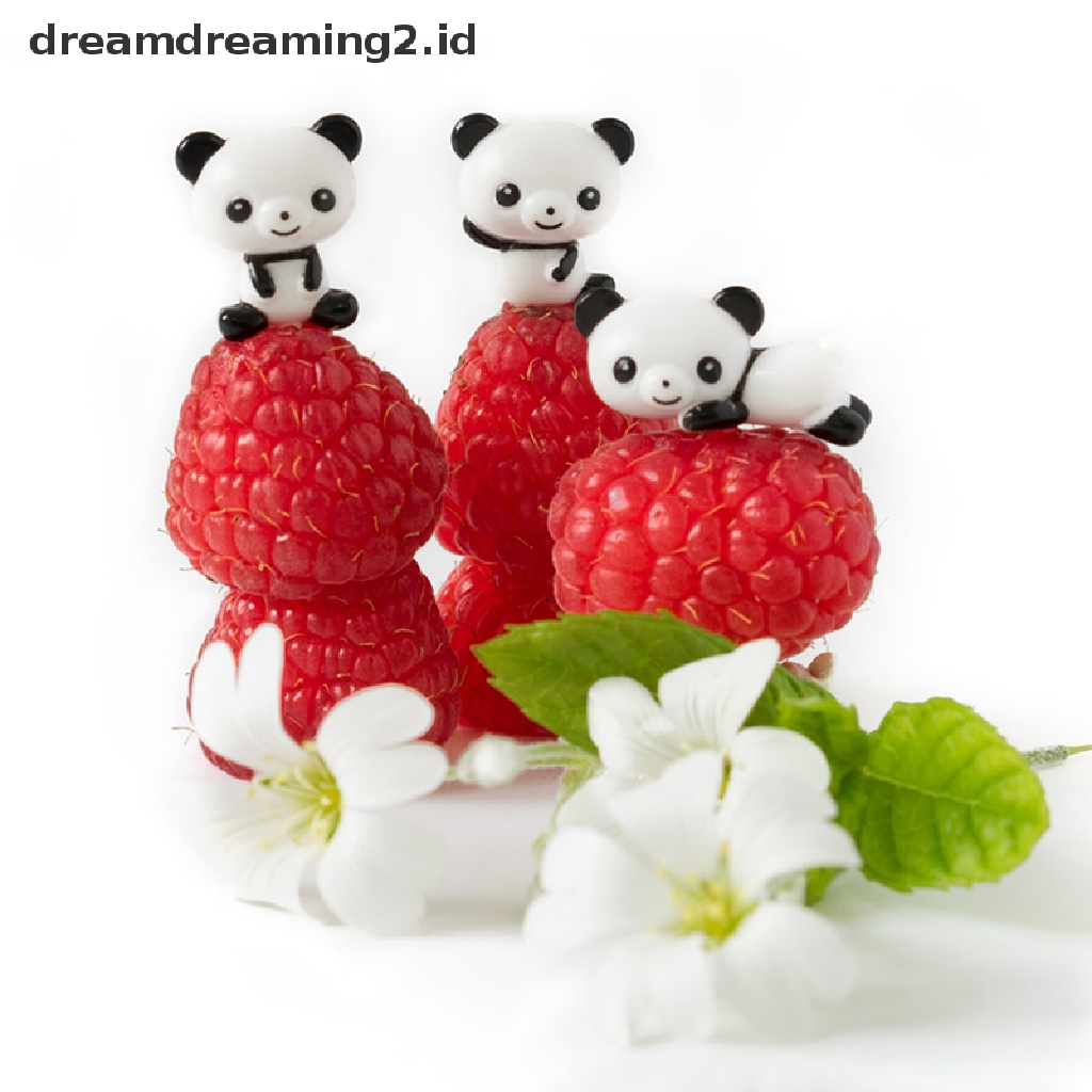 (hot) 8pcs/set Mini Kartun Panda Garpu Buah Anak Snack Dessert Picks Tookpick Makan Siang//