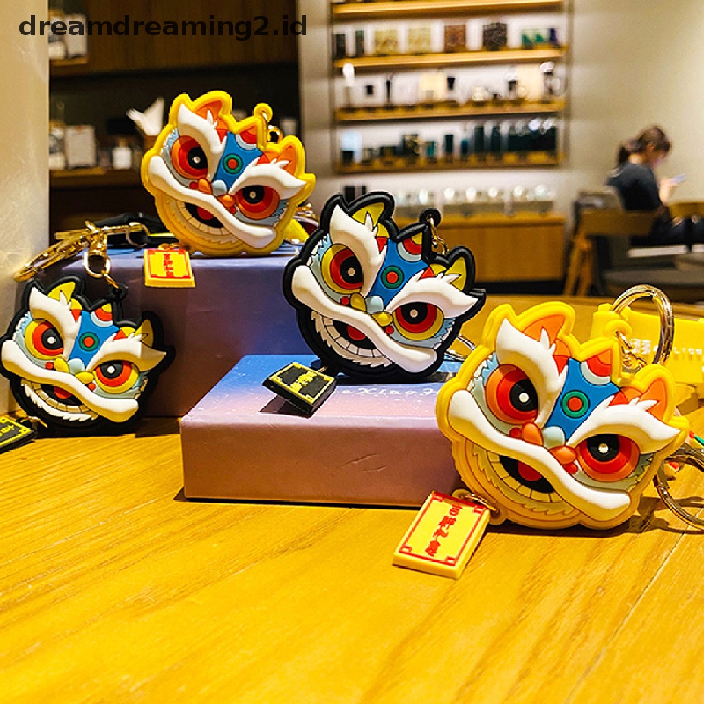 (hot) Fashion Lion Dance Tas Liontin Aksesoris Pasangan Kepribadian Kreatif Gantungan Kunci//