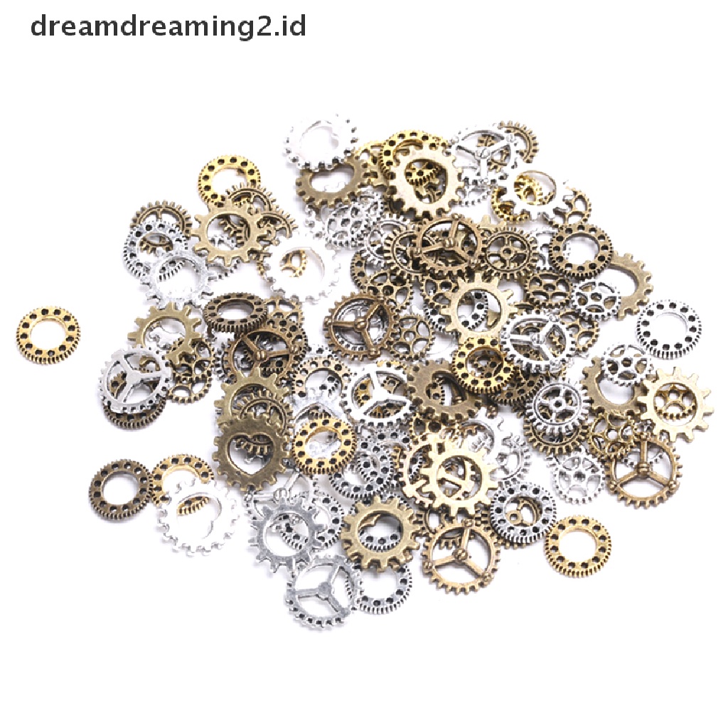 (hot) 100 Pcs Antik Steampunk Mini Roda Gear Ch Liontin DIY Membuat Perhiasan Craft//