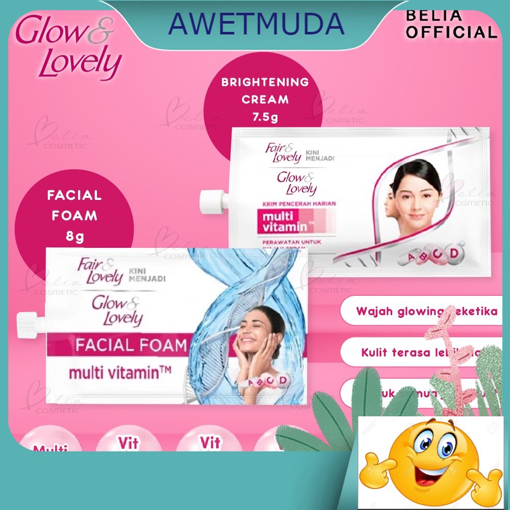 BPOM-B    FAIR & LOVELY GLOW & LOVELY Brightening Facial Foam | Krim Pencerah Harian | SACHET | Day 
