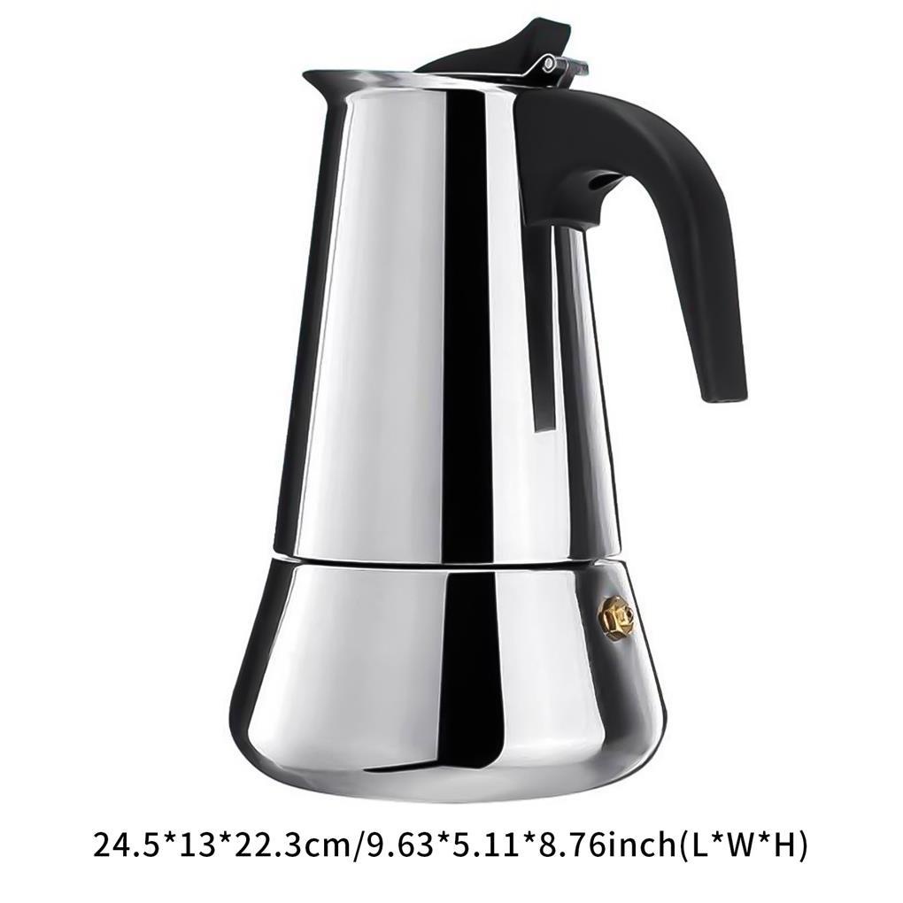 Teko Kopi Stainless Steel Mocha Percolator Rumah Tangga Dapat Dicuci Reusable Insulated 9-cups Home Cafetière Dengan Pegangan Ergonomis