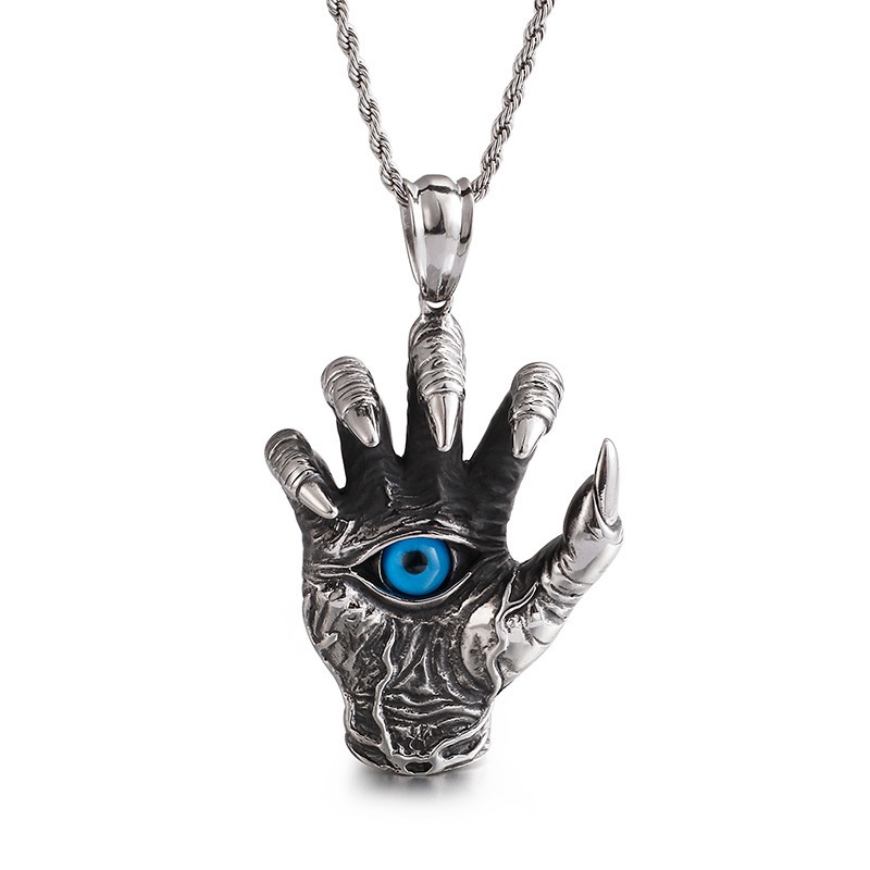 Kalung Liontin Cakar Naga Domineer Retro Baru Biru Evil Eye Neckalces Untuk Pria Perhiasan Aksesoris Pesta