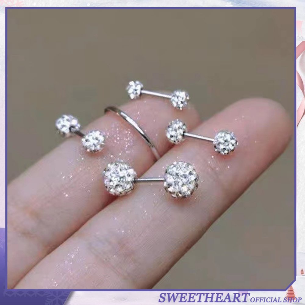 Cocok Untuk Tindik Telinga, Kuku Tulang Telinga, Linggis Kecil, High-end Zirkon Anting Bola Laser, Kepribadian Perempuan, Sederhana Anting Serbaguna Perhiasan Hati Manis