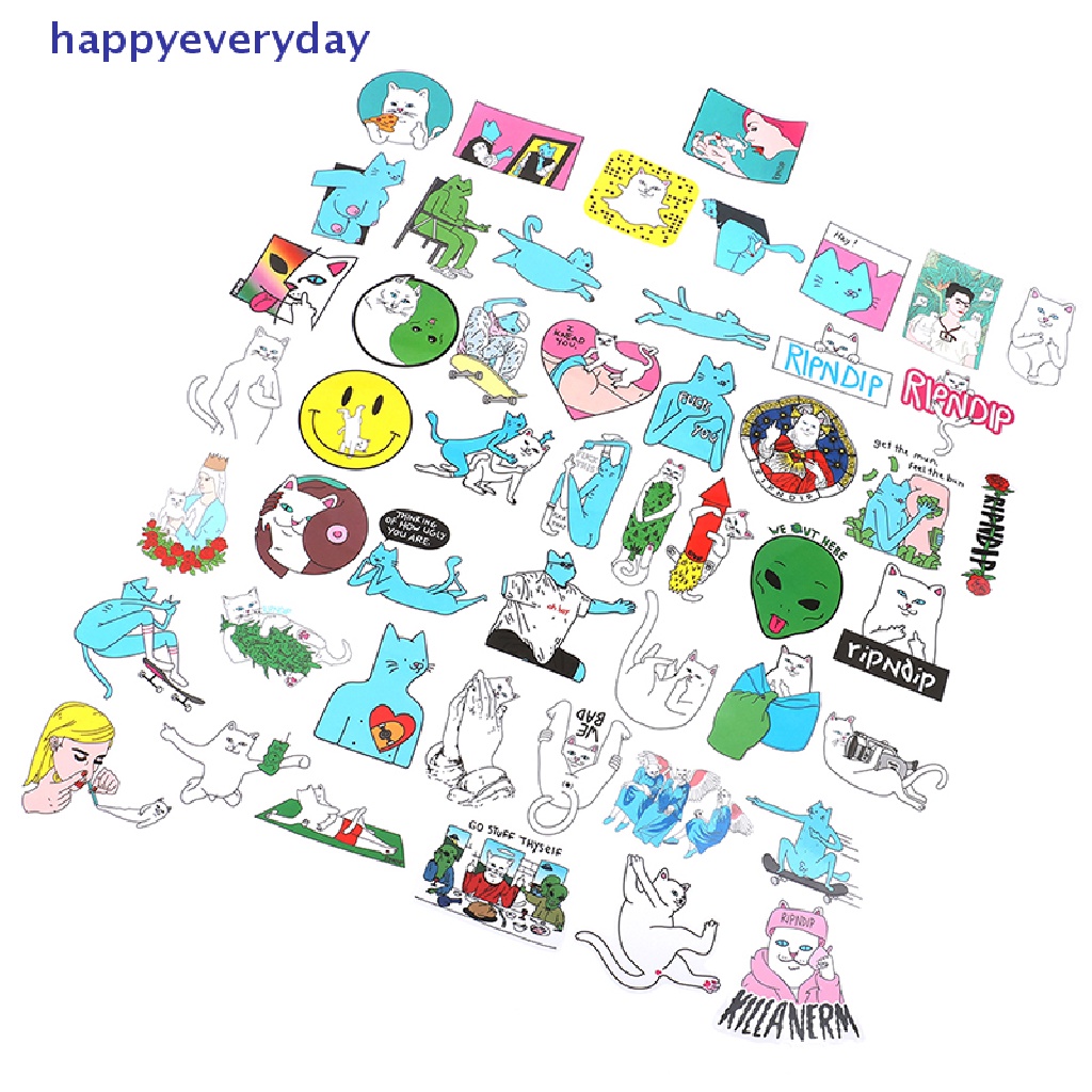 [happy] 50pcs Stiker RIPNDIP Lucu Bom Skateboard Koper Laptop Decals [ID]