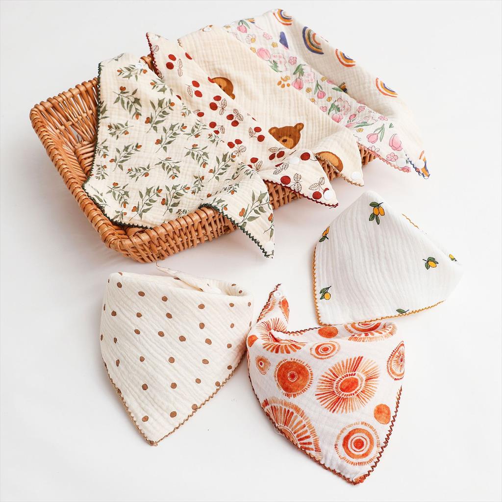 JM0078 Bibs Anak Muslin Segitiga Pattern Bib Muslin Slabber Bayi Baby Celemek Tatakan Iler Burpy Makan