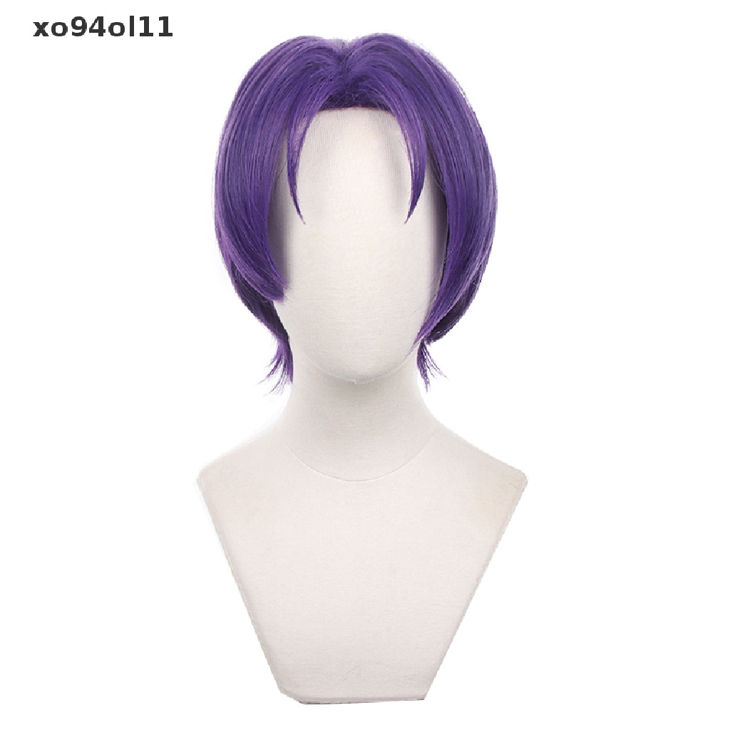 Xo 32cm Blue Lock Reo Mikage Cosplay Wig Ungu Rambut Pendek Halloween Bermain Peran OL