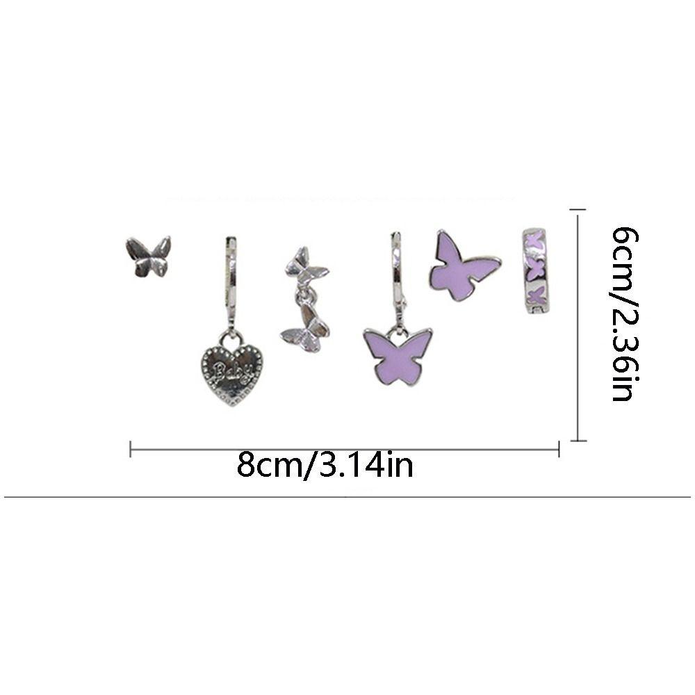 Mxbeauty Anting Kupu-Kupu Set Kepribadian Sederhana Lingkaran Hadiah Ulang Tahun Aksesoris Set Tembaga Gaya Korea Perhiasan