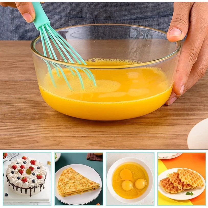 Pengocok Telur Stainless Steel Silikon Mixer Telur Manual Non-Slip Tepung Cream Milk Whisking Frother Mudah Dibersihkan Alat Pengaduk Dapur Masak Baking Tool