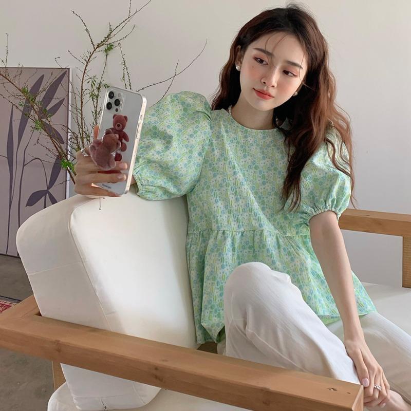 Red Busur belakang desain rasa ceruk chic top wanita awal musim semi Perancis lengan engah Korea kemeja chic manis