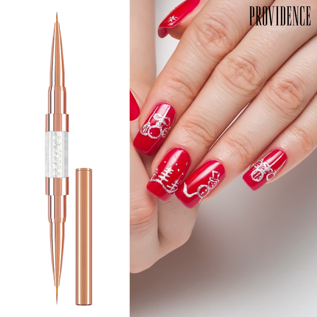 Providence Kuku Seni Sikat Ultra-Halus Kepala Ganda Nilon Rambut Paduan Tubuh Portabel DIY Kuku Warna Menggambar Liner Dotting Pen Perlengkapan Kuku