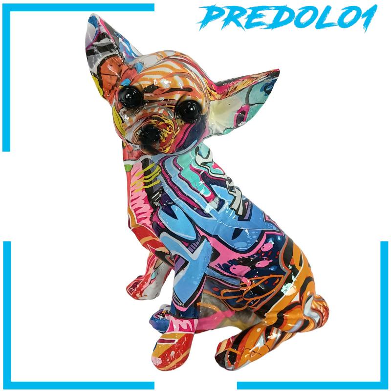 [Predolo1] Patung Graffiti Chihuahua Bahan Resin Kerajinan Patung Hewan Untuk Kamar Hadiah Kekasih Anjing