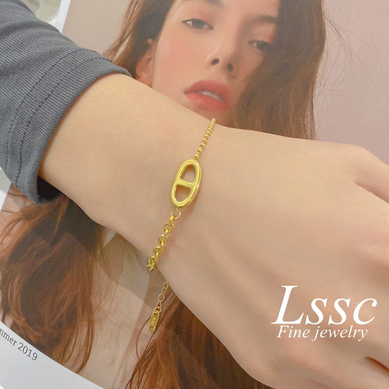 Gelang Titanium Wanita Anti Karat Anti Luntur Emas 18K Elegan Cantik Fashion Korea Aksesoris Perhiasan