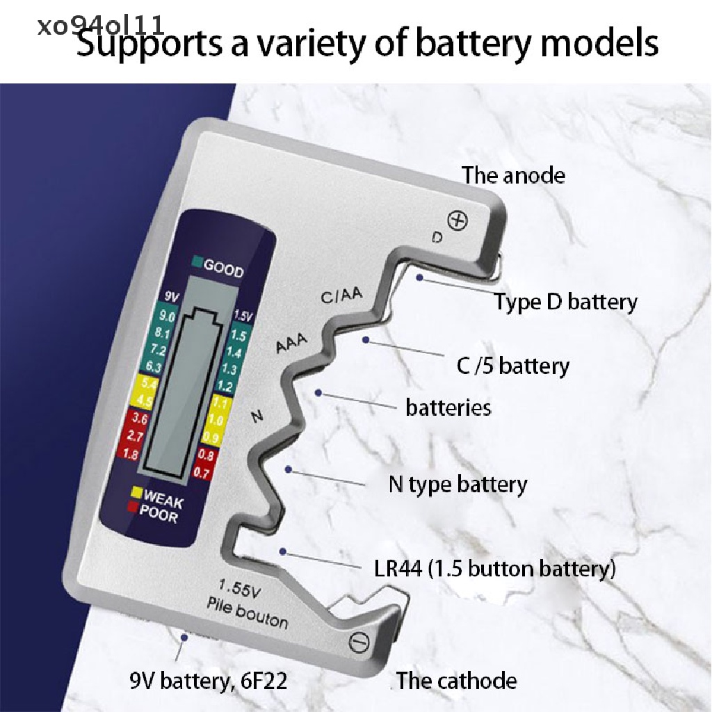 Xo Universal Digital LCD Tester Checker C D N AA Ce 9V 1.5V AAA Tombol OL