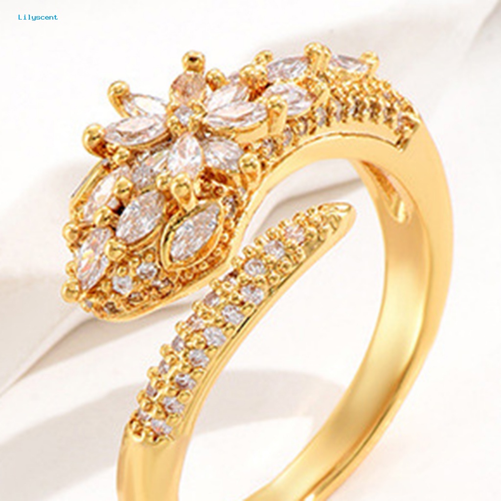 Lilyscent Cincin Kawin Anti Karat Fashion Perhiasan Wanita Pesona Jari Cincin Cubic Zirconia