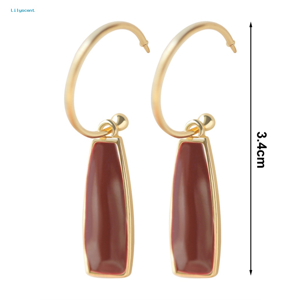 Lilyscent 1pasang Anting Hoop Tahan Aus Aksesori Perhiasan Perempuan Mewah Stud Hoop Earrings Electroplating