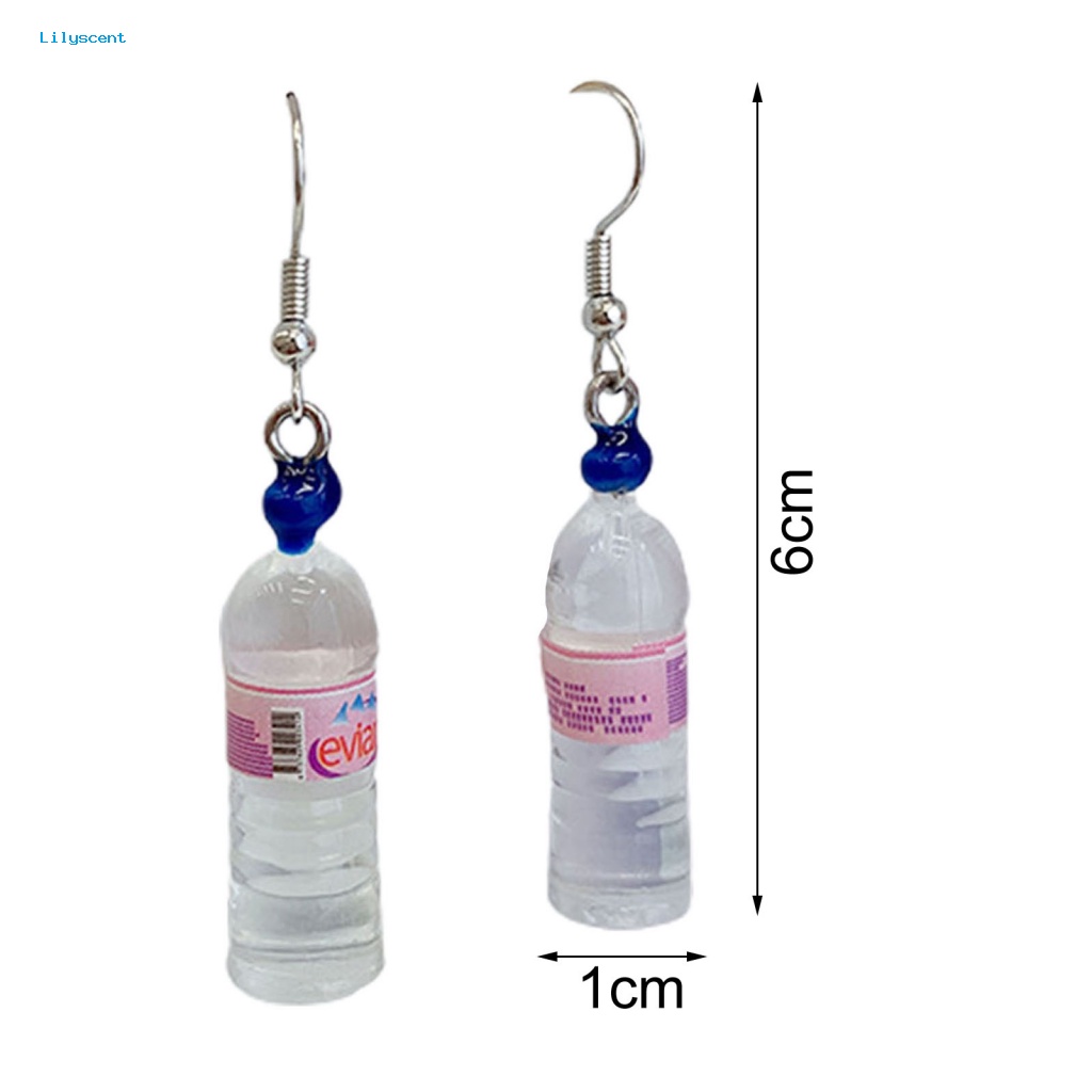 Lilyscent 1pasang Anting Kait Tidak Luntur Pakaian Sehari-Hari Lady Simulasi Botol Bir Drop Menjuntai Anting-Anting Panjang