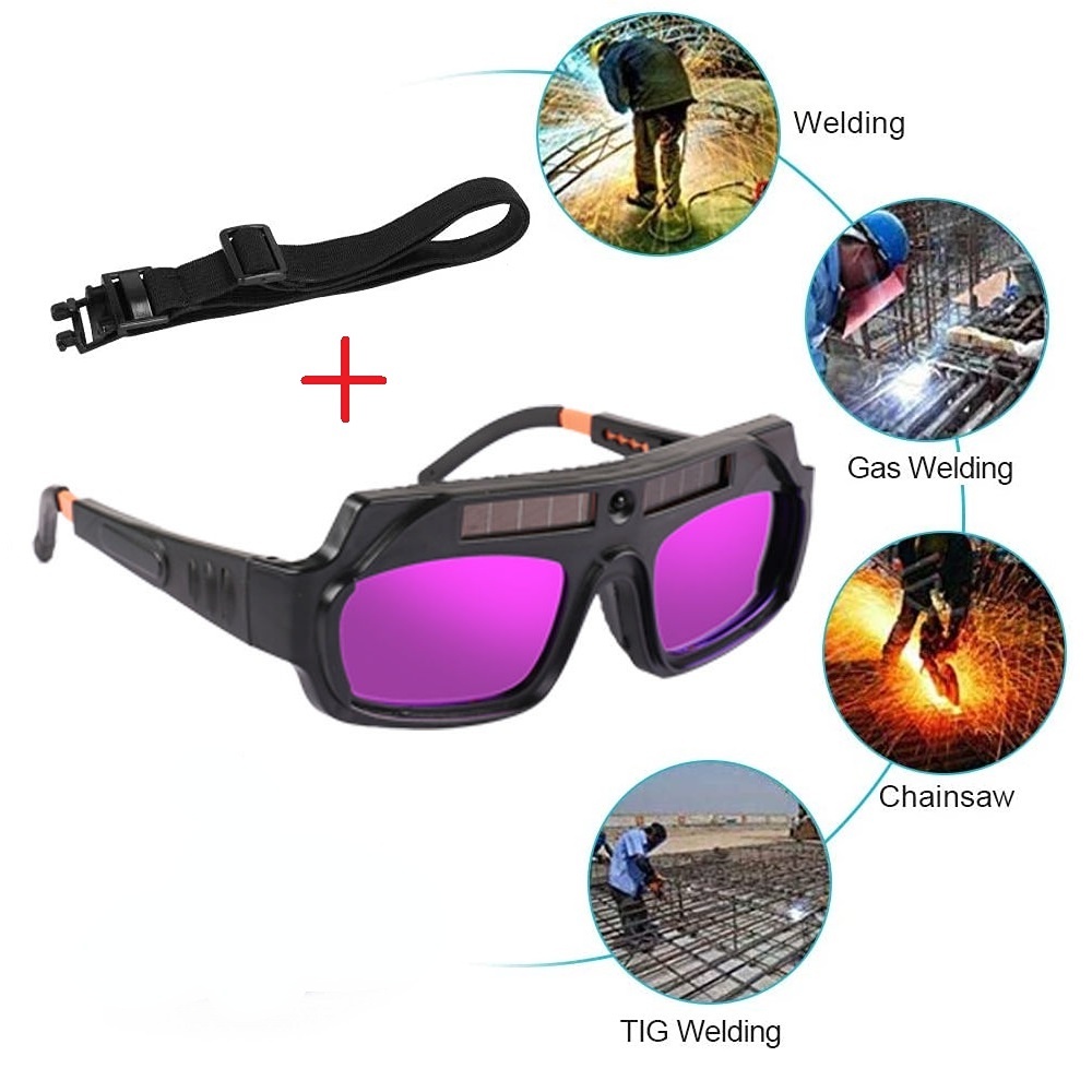 Topeng Las Auto Darkening Tenaga Surya Helm Goggles Kacamata Welder Arc Lensa Anti-shock Untuk Perlindungan Mata