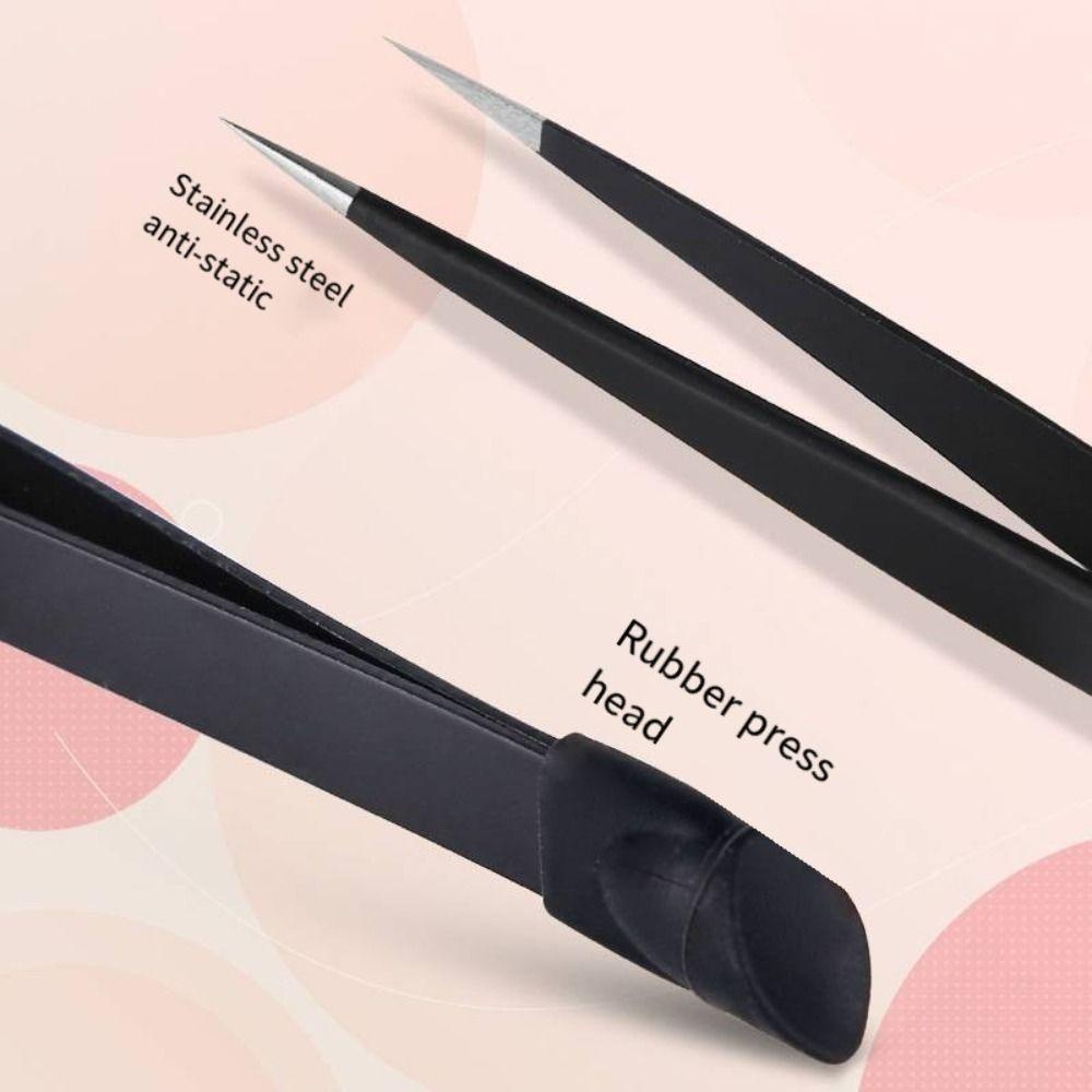 Needway Manicure Pinset Stainless Steel Ambil Stiker Kuku DIY Untuk Manicure Press Stick Profesional Dengan Kepala Silikon