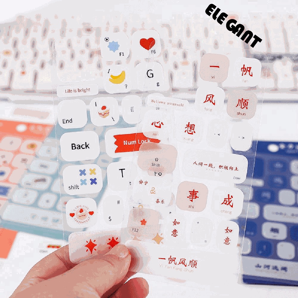 [Elegan] Stiker Keyboard Laptop Kualitas Tinggi PET Diary Stiker Tangan Akun DIY Dekorasi Keyboard Telepon Perlengkapan Sekolah Alat Tulis Anak DIY Bahan