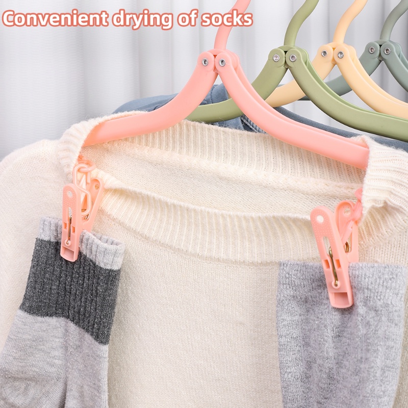 Kreatif Gaya Nordic Gantungan Baju Lipat Multifungsi Plastik Non-slip Pengeringan Gantungan Travel Hemat Ruang Rak Pakaian Dengan Klip Closet Organizer Aksesoris