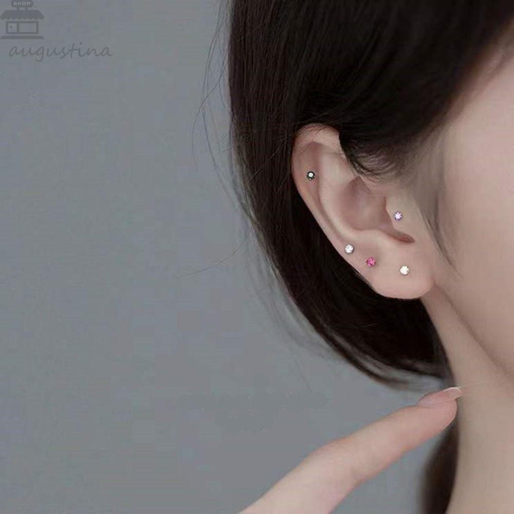 Agustinina Anting Pejantan Mini Pesta Kepribadian Harian Anting Korea Desain Fashion Zirkon Ear Stud Temperamen Peri Telinga Tulang Kuku