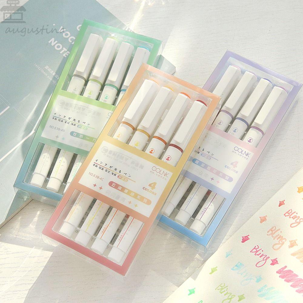 Agustina Bling Stabilo Pen Set Tahan Lama Vintage Kantor Sekolah Perlengkapan Siswa Alat Tulis DIY Diary Album 4 mm Kuas Lukisan Pena Gambar