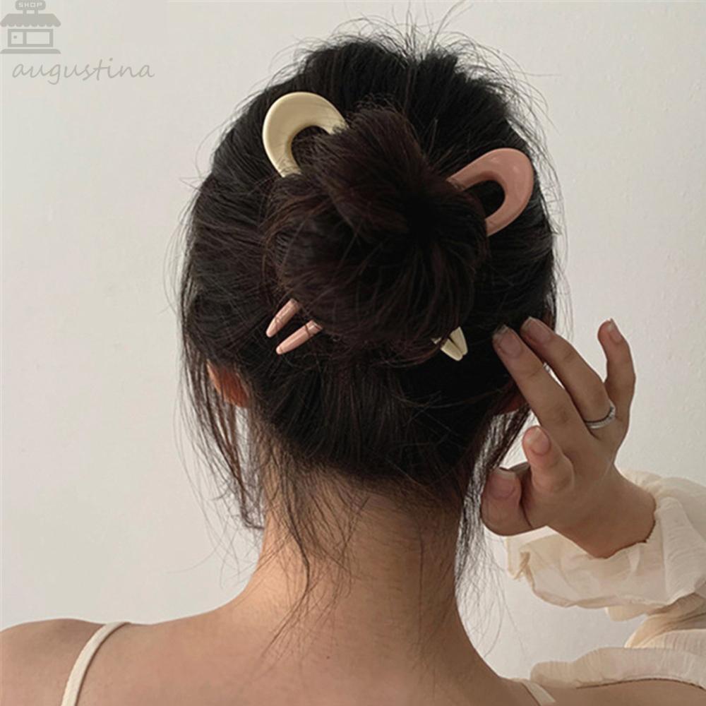 Garpu Rambut Agustina Multicolor Disk Geometris Rambut U-shaped Elegance Acrylic Hair Sticks