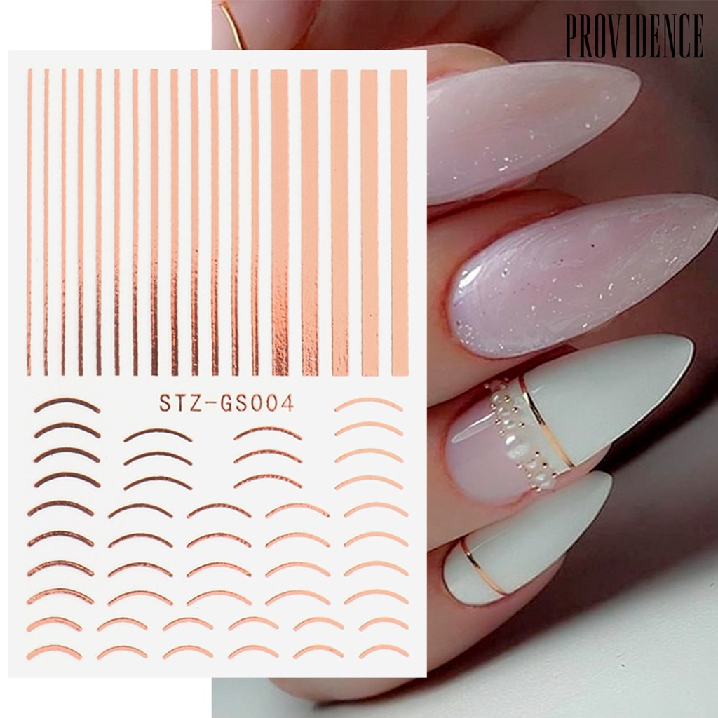 Providence Strip Kuku Bentuk Setengah Bulan Efek 3D Ultra Tipis Rose Gold Striping Tape Garis Desain Manicure Untuk Wanita