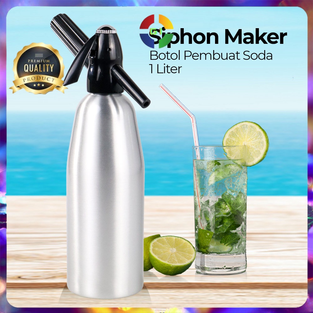 Botol Pembuat Soda Siphon Maker DIY Bartender CO2 1L Silver