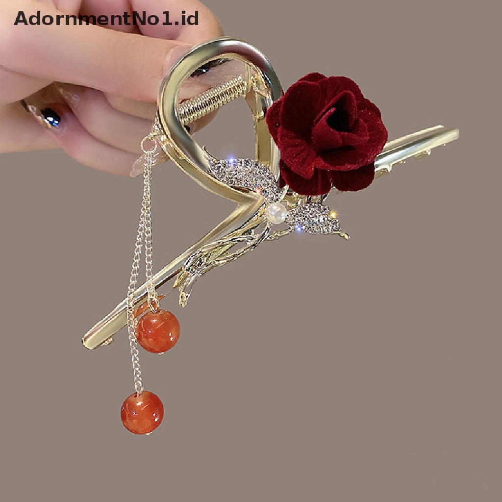 [AdornmentNo1] Klip Cakar Bunga Elegan Romantis Rumbai Capit Penjepit Untuk Wanita Hair Clip Headwear [ID]