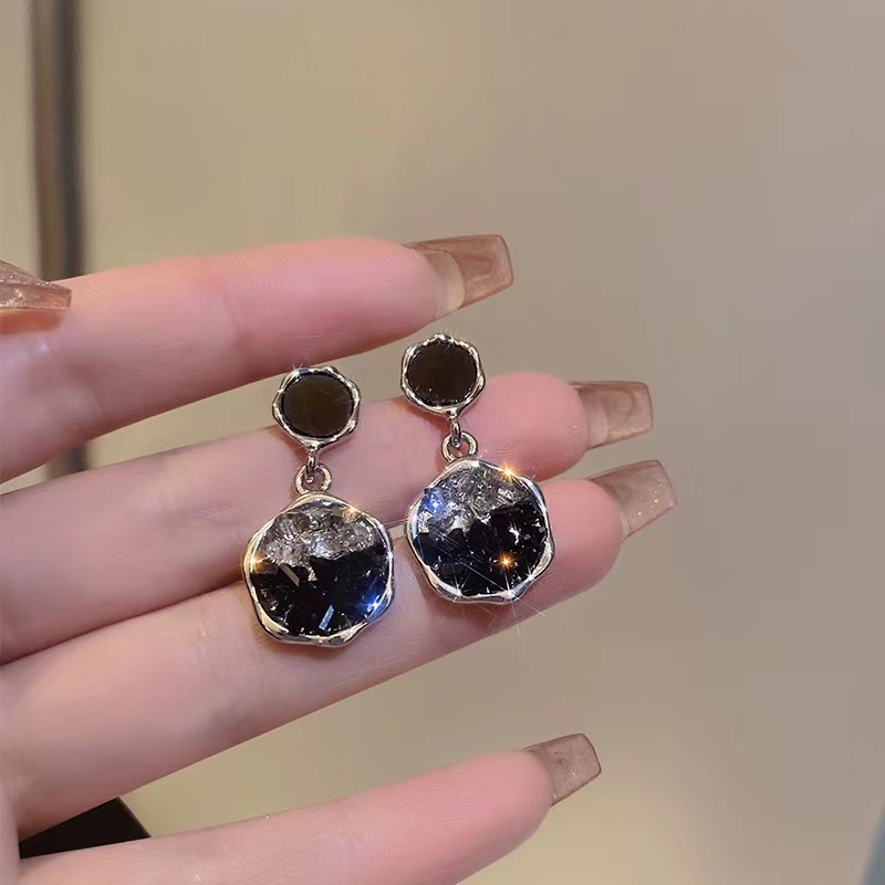 Anting Kristal Hitam Perak S925 2023anting Baru Perempuan