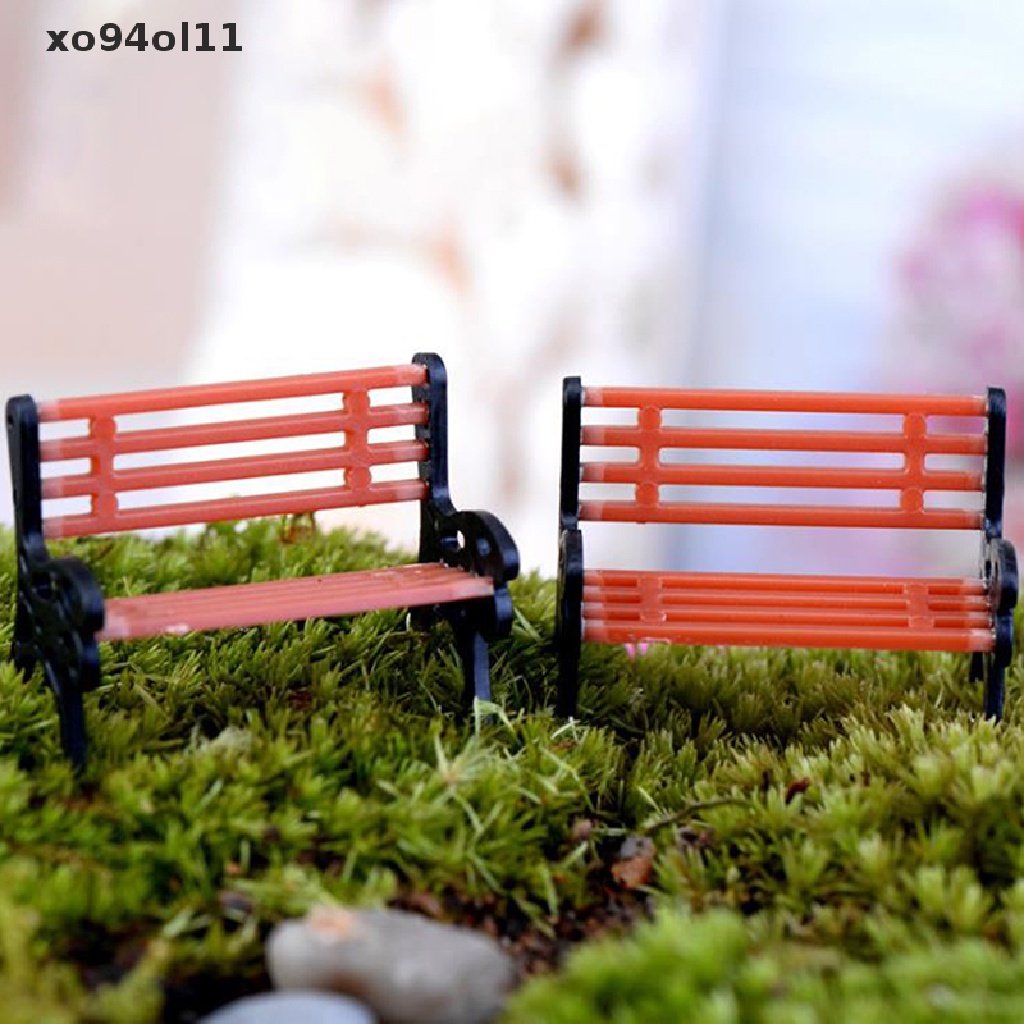 Xo 2Pc Ornamen Taman Mini Miniatur Bangku Kursi Taman Micro Landscape Dekorasi OL