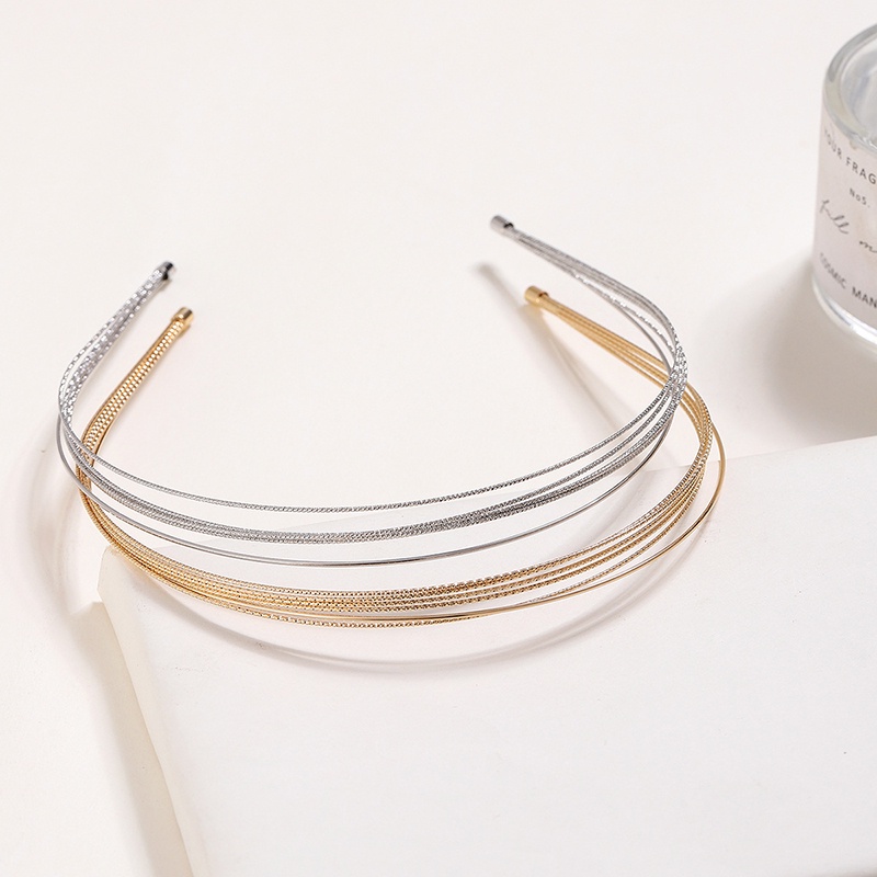 Hoop Rambut Logam Multi-Layer Retro Elegan | Sweet Aksesori Rambut Headband Alloy Non-slip | Headpiece Pesta Mengkilap