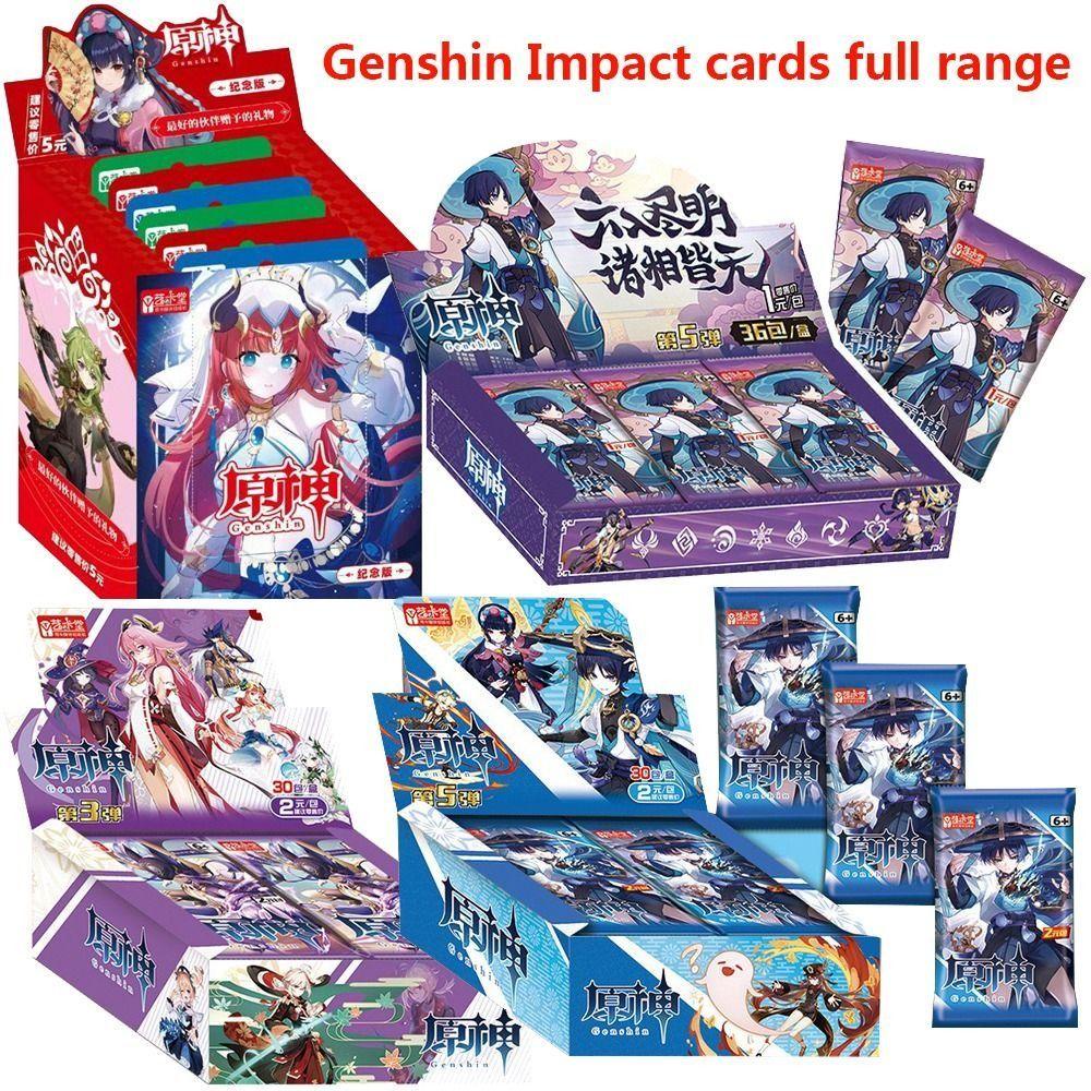 Lanfy Genshin Impact Card Hadiah Untuk Keluarga Dan Anak Lucu Kartu Kolektor Ulang Tahun Kekinian Koleksi Pack Booster Box Game Collection Cards