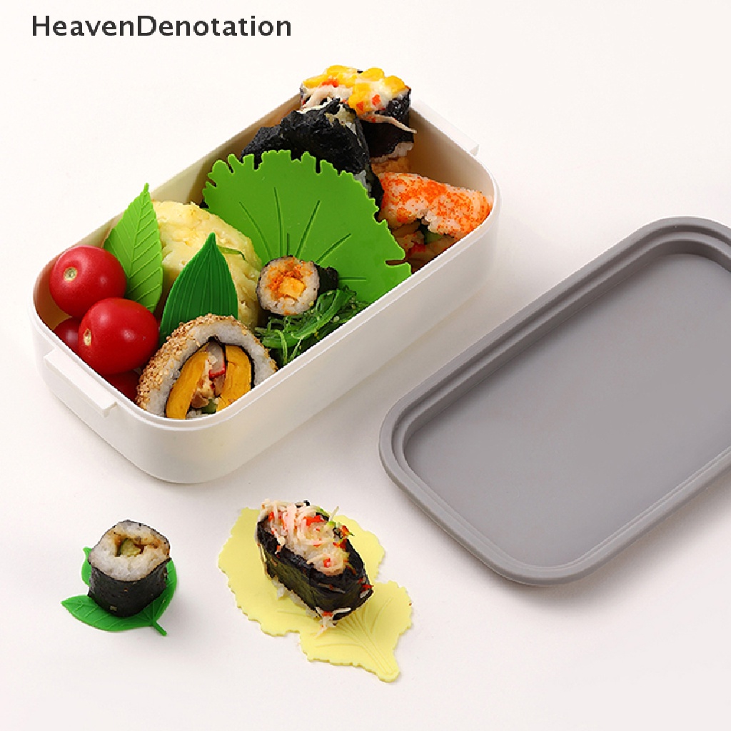 [HeavenDenotation] 1set Daun Bento Dish Cup Pemisah Makan Siang Sushi Rice Ball Mat Decor Aksesoris HDV