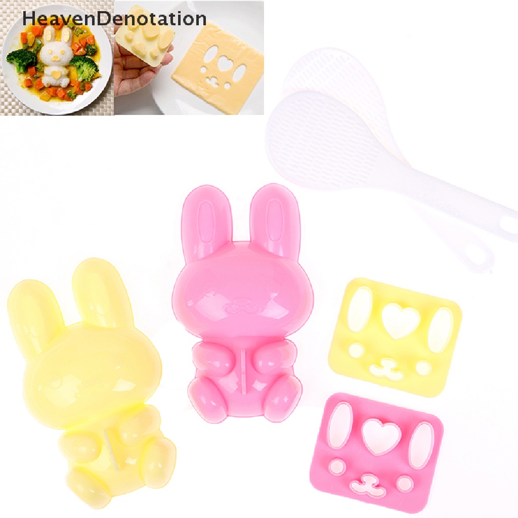 [HeavenDenotation] 1set Cetakan Sushi Dapur Cetakan Sandwich Kelinci Rice Ball Mold DIY Bento MakerTool HDV
