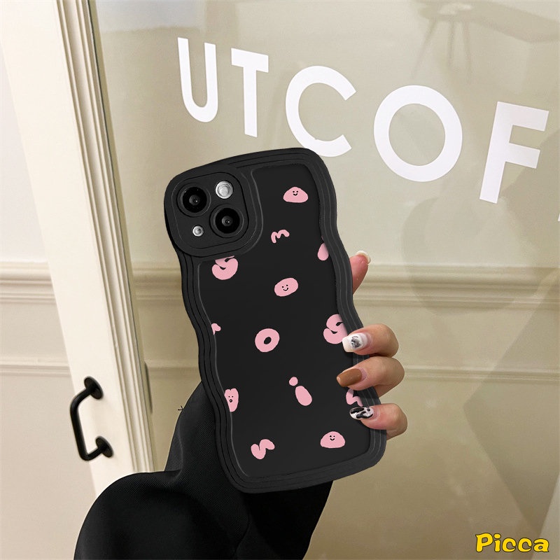 Casing Couple Redmi10 9 10C 12C A1 9A 10A A1+9T 9C NFC Redmi Note11 10s 9s 8 9 11s 10 Pro Max Mi 11T Pro POCO X3 NFC Pro M3 Alfabet Simple Kartun Smile Wavy Edge Soft Sarung