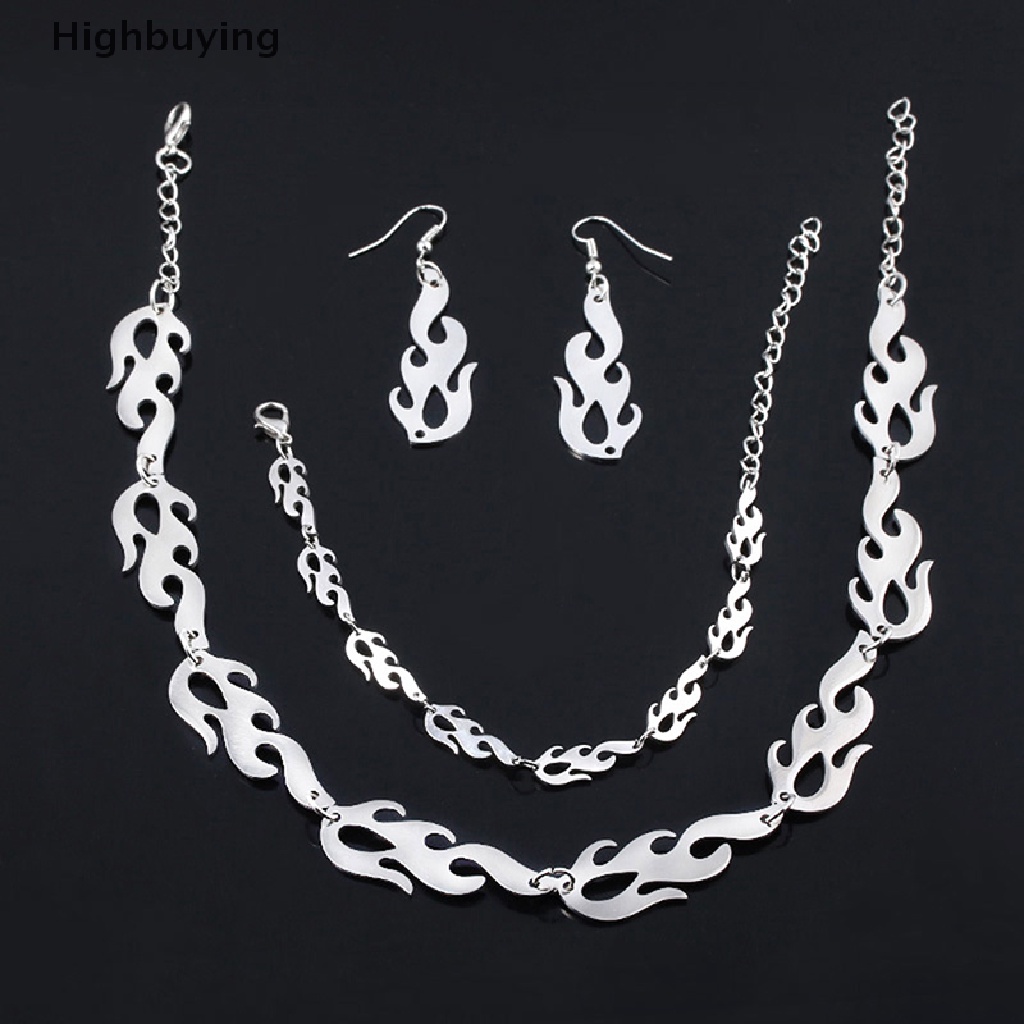 Hbid Punk Flame Kalung Klavikula Hip Hop Rantai Gelang Logam Lady Choker Perhiasan Glory