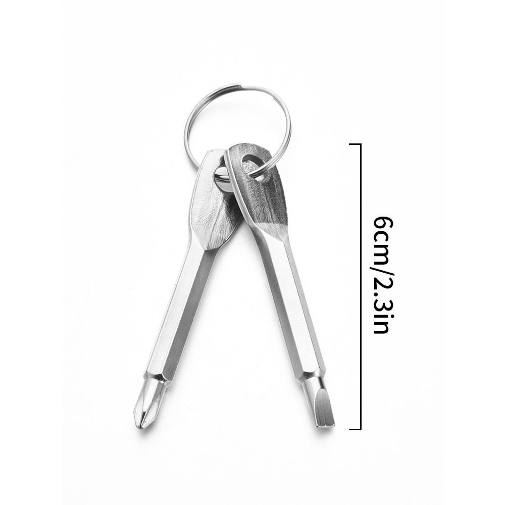 [HOT Sale] Gantungan Kunci Untuk Gantungan Kunci Mobil, Tas Gantungan Kunci Dekorasi Liontin Stainless Steel Keychain Portable Multifungsi Alat Saku Slotted Cross Obeng Mini Dengan Key Ring