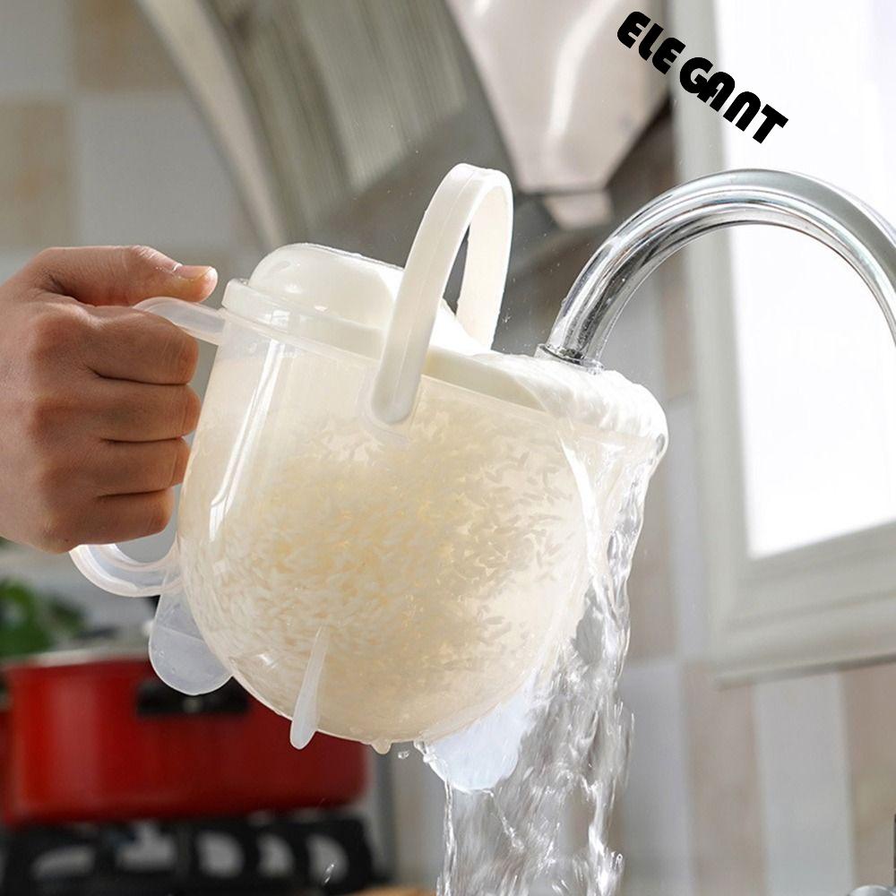 [Elegan] Rice Washer Plastic Quick Cleaning Colander with Bowl Alat Cuci Dapur Masak Saringan Perangkat Beras