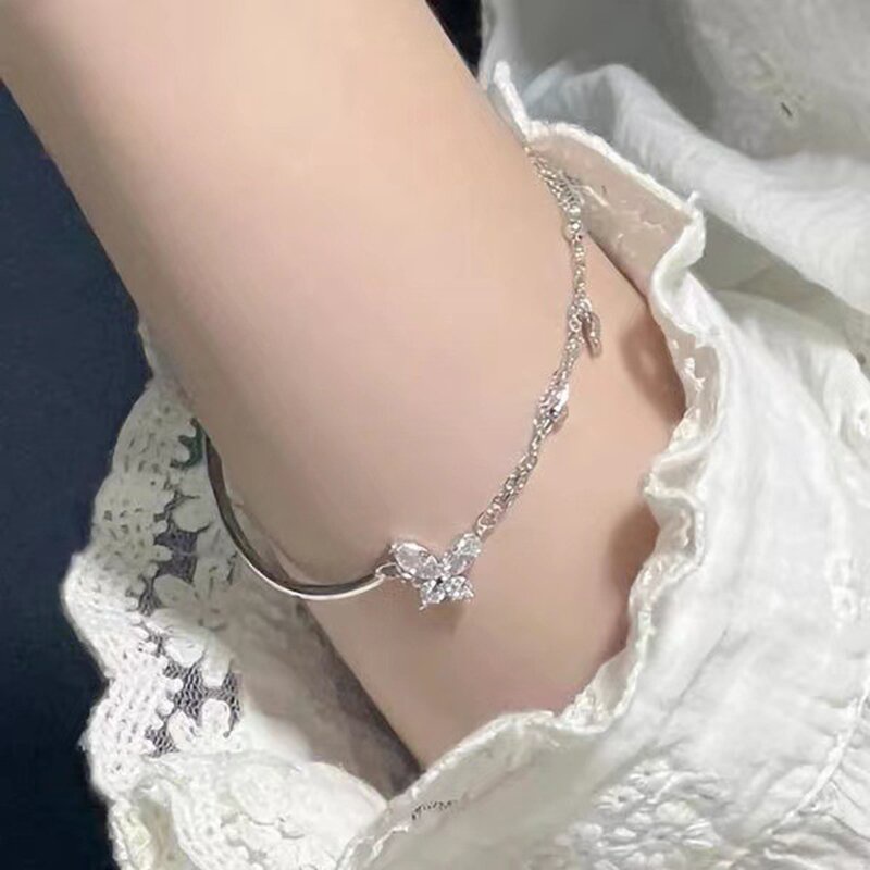 Gelang Kupu-Kupu Fashion Zircon Alloy Untuk Wanita